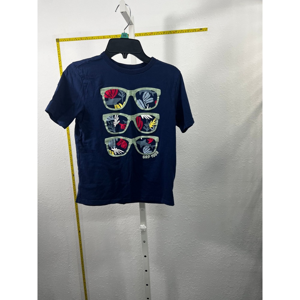 Gap Kids Boys Navy Blue Sunglasses Graphic T-Shirt Size‎ L 10/12 Tropical Print